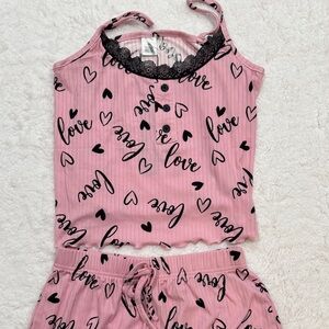 Fashion Nova Pink Heart Print Pajama Set